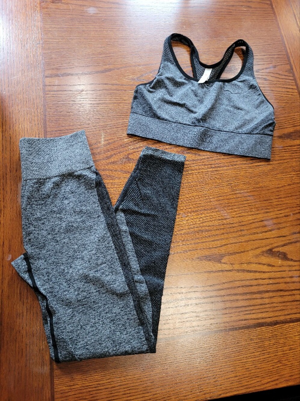 Victoria's Secret PINK Gray and Black Seamless Sports Bra